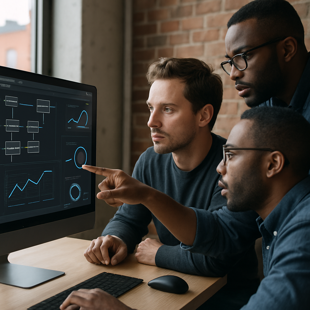 photographic people optimizing programs on a computer screen no words-1